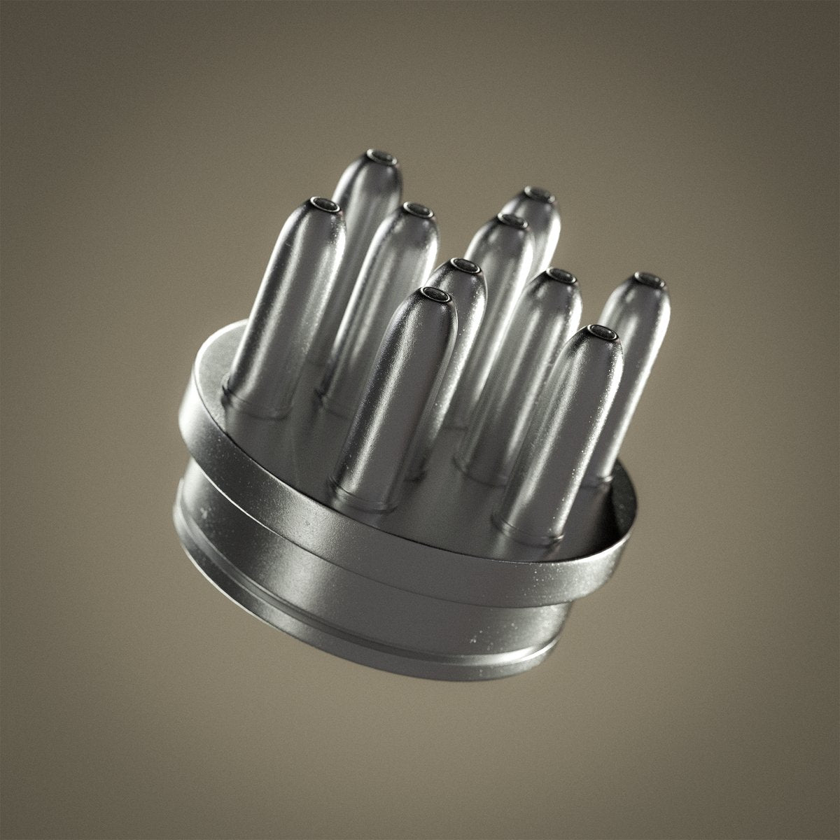 ARC 10, une tête à dix dents arrondies en aluminium brossé.